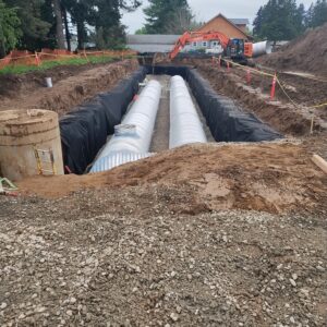 Stormwater pipes being laid at the Veterans Village site