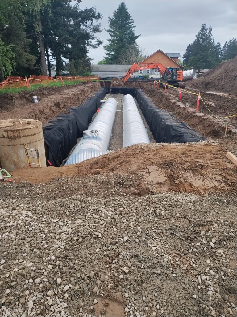 Stormwater pipes being laid at the Veterans Village site