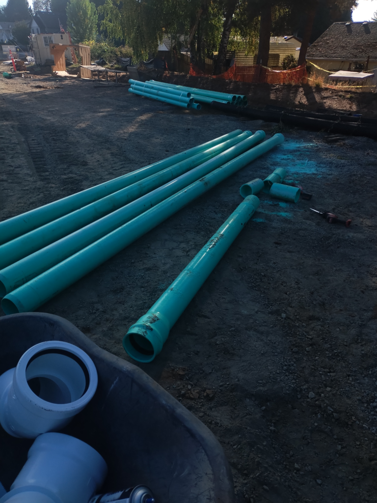 Sewer pipes delivered for the Veterans Village construction project