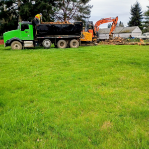Tree clearing at the Veterans Village construction site, March 2026